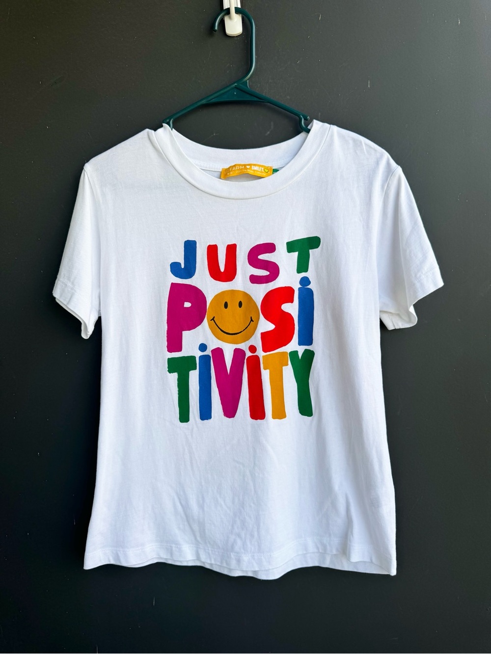 Farm Rio "JUST POSITIVITY" 100% cotton graphic tee shirt